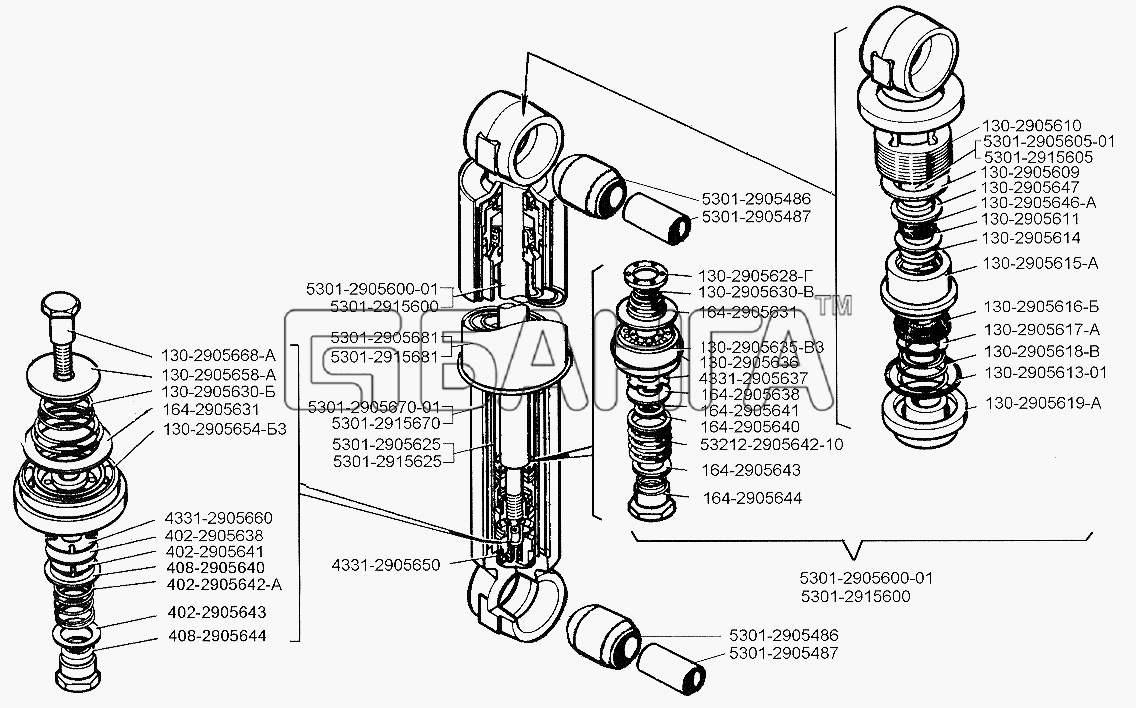 ЗИЛ ЗИЛ-5301 (2006) Схема Амортизатор передней и задней подвески-76